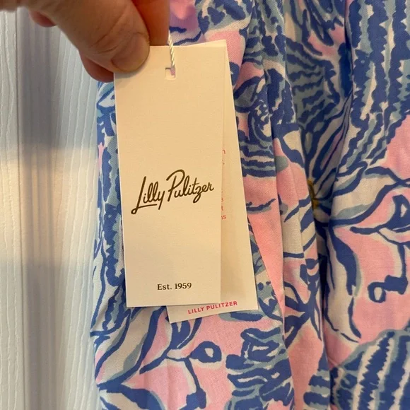 Lilly Pulitzer Pink and Blue Floral Ruffle Top - Picture 2 of 5